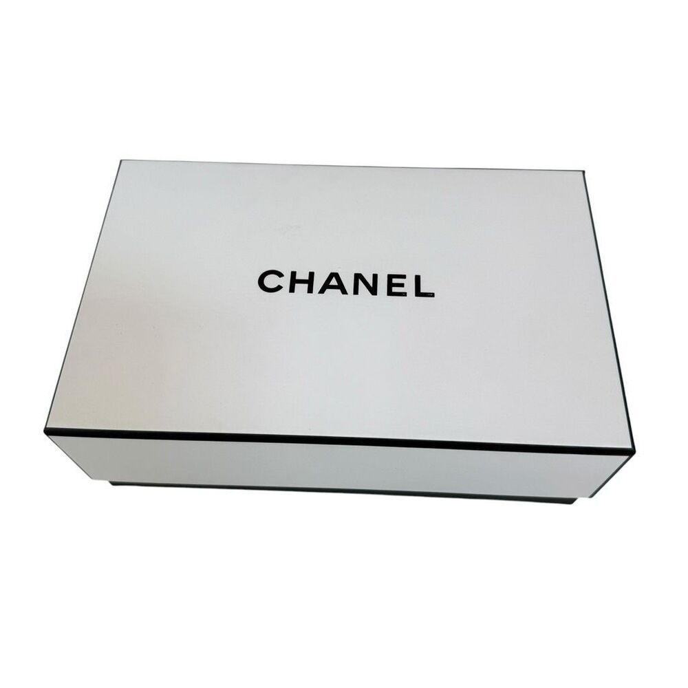 Authentic CHANEL Empty Gift Presentation Box White Black 9x6x2 Jewelry Storage